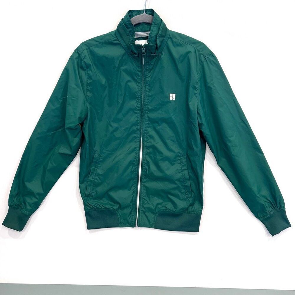 Breshka Women's Green Long Sleeve Full Zip Stand-Up Collar Windbreaker‎ Medium
